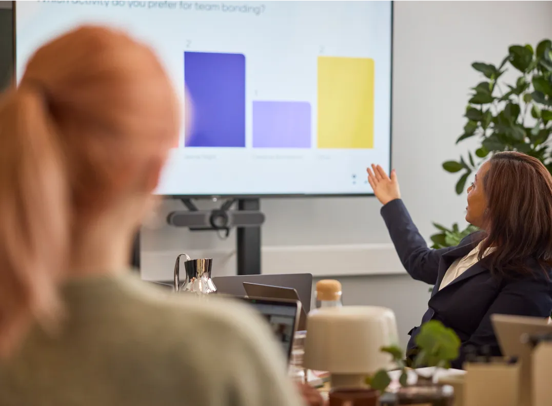 Woman watching a presentation
